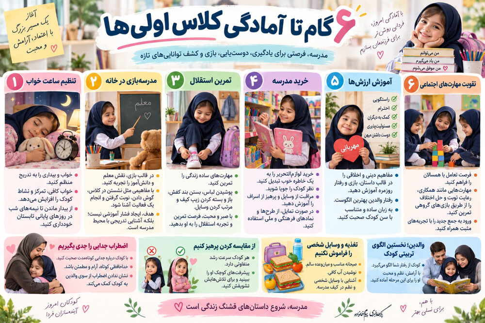 ۶ گام تا آمادگی کلاس‌اولی‌ها